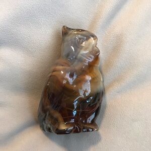 Vintage Imperial Slag Glass Owl Figurine Brown Swirl MCM 4”EUC Rare paper weight